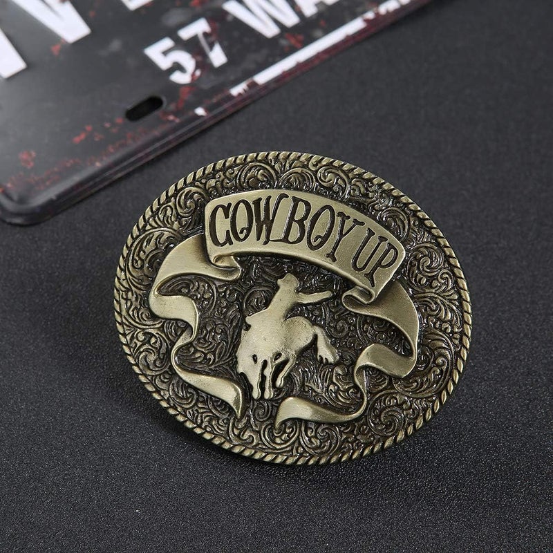 KDG Western Belt Buckle Vintage Cowboy Up Belt Buckle for Men Women - Image 2